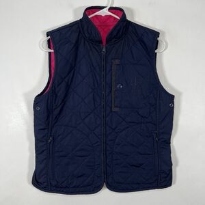 Lauren Ralph Lauren Reversible Quilted Full Zip Vest Womens Medium Navy Pink